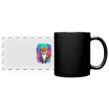 renard, coloré, enfants, noël, flocons de neige - Mug panoramique uni - noir - Devant