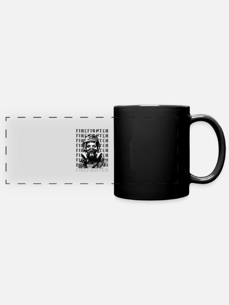 Firefighter - Panorama-Tasse farbig - Schwarz