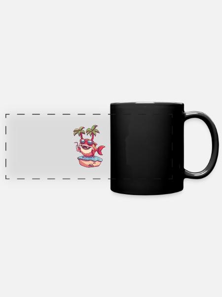 Poisson Piranha Vacances d’été à la plage - Mug panoramique uni - noir