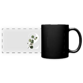Numéro 2 floral vert -2e anniversaire floral - Mug panoramique uni - noir - Devant