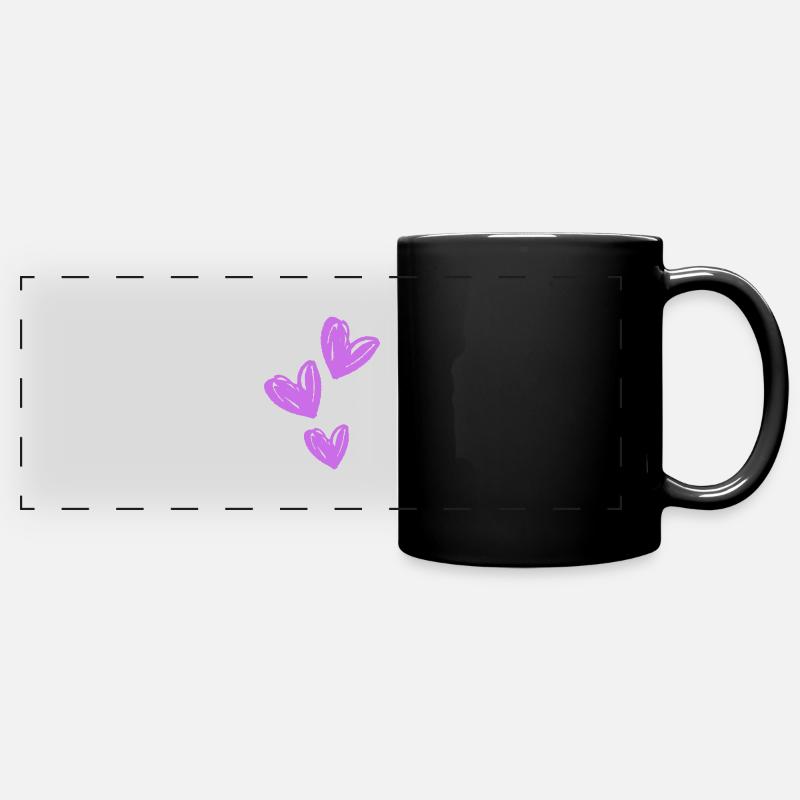 Hearts Purple Icon - Full Colour Panoramic Mug - black