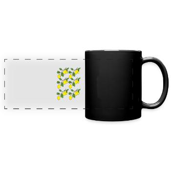 zitronenzweige - Panorama-Tasse farbig - Schwarz - Vorne