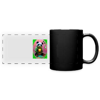 Futuristischer Panda - Panorama-Tasse farbig - Schwarz - Vorne