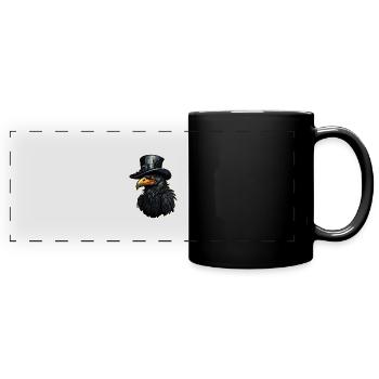 Halloween Vogel mit Zylinderhut - Panorama-Tasse farbig - Schwarz - Vorne