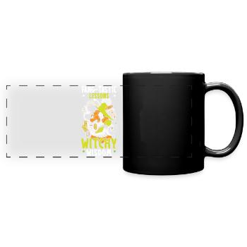 Fang-tastische Lektionen Hexenweisheit Halloween - Panorama-Tasse farbig - Schwarz - Vorne