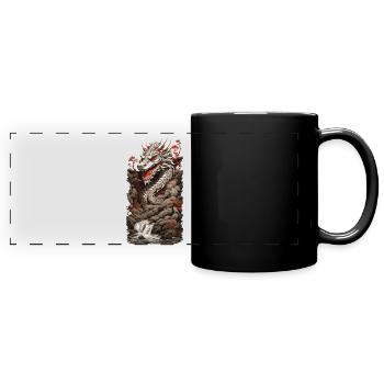 Chinesischer Drache in Ukiyo-E Kunst Landschaft - Panorama-Tasse farbig - Schwarz - Vorne