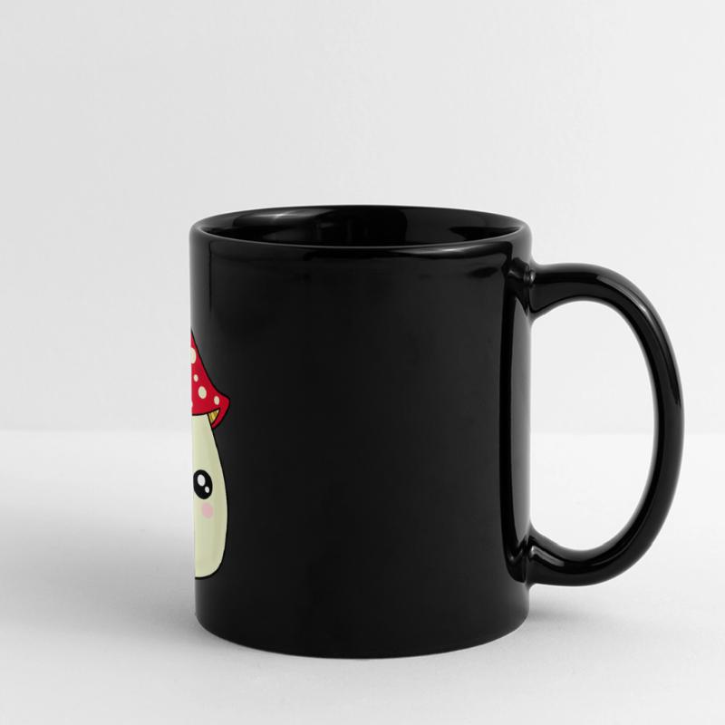 Kawaii champignon Toadstool mignon rouge avec visage Mug panoramique uni