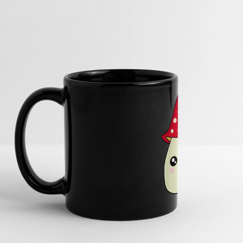 Kawaii champignon Toadstool mignon rouge avec visage Mug panoramique uni