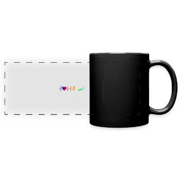 Herzschlag Geländelauf Läuferin - Canicross - Hund - Panorama-Tasse farbig - Schwarz - Vorne