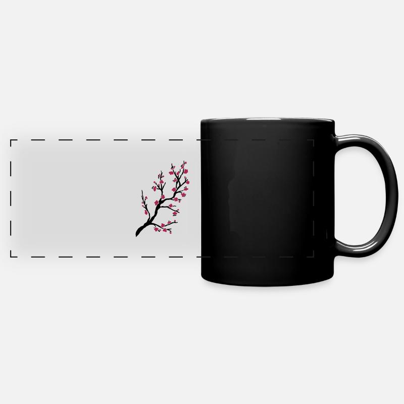 Cherry branch - Full Colour Panoramic Mug - black