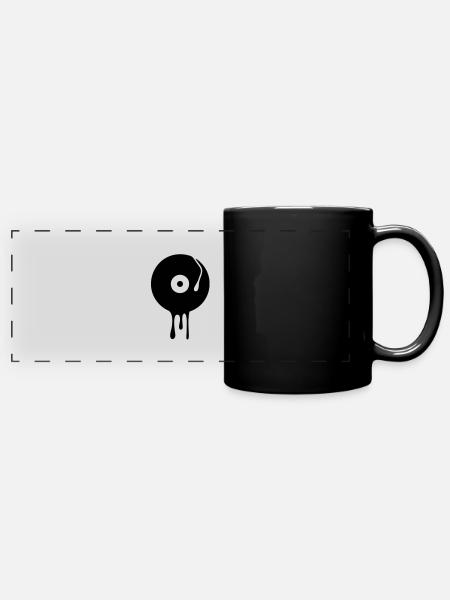 DJ Platine tourne-disque vinyle fiche - Mug panoramique uni - noir