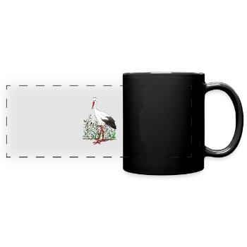 Storch - Panorama-Tasse farbig - Schwarz - Vorne