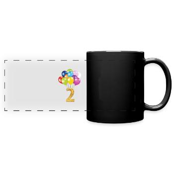 2 children birthday happy birthday - Full Colour Panoramic Mug - black - Front