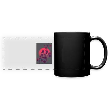 Kirschblüten im Blutmond - Panorama-Tasse farbig - Schwarz - Vorne