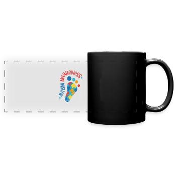 AUTISM CONSCIOUSLY DEAR CHILD GIFTED SAYING MOTIVES - Full Colour Panoramic Mug - black - Front