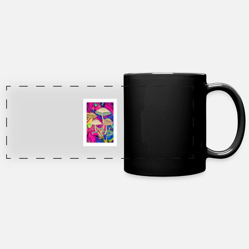 Trippy Mushroom - Full Colour Panoramic Mug - black
