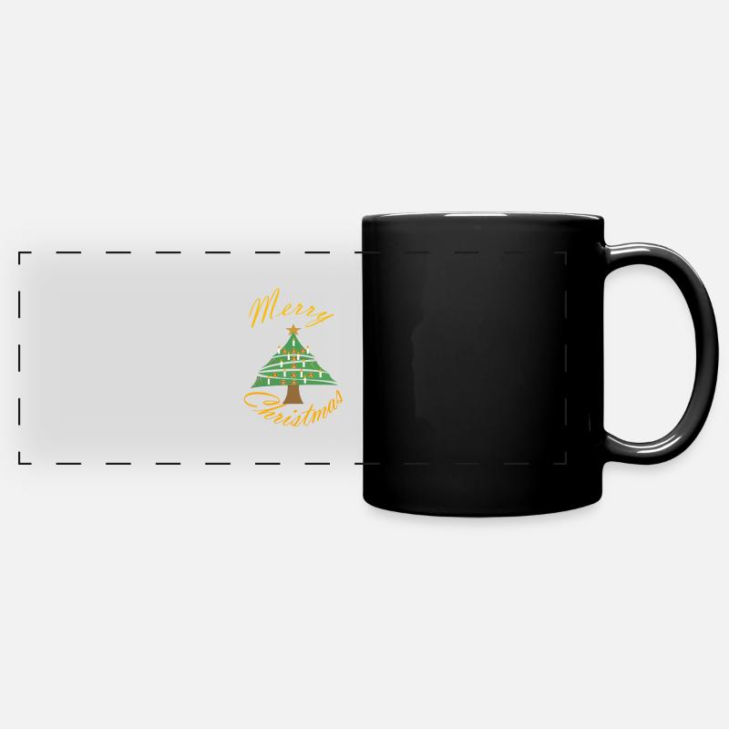 Photo de Noël avec arbre de Noël - Mug panoramique uni - noir