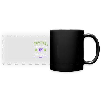 geek cool bmx literary humor cycling bday costume - Panorama-Tasse farbig - Schwarz - Vorne