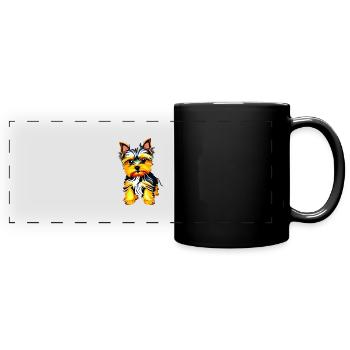 propriétaire de chiot chien Yorkshire Terrier - Mug panoramique uni - noir - Devant