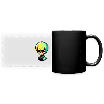 Skelett mit Haaren - Panorama-Tasse farbig - Schwarz - Vorne