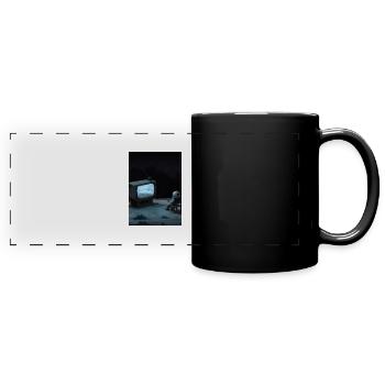Astronaut sieht fern - Panorama-Tasse farbig - Schwarz - Vorne