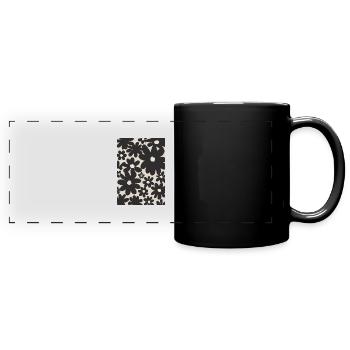 Schwarze Blumen-Muster - Panorama-Tasse farbig - Schwarz - Vorne