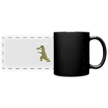 Später Alligator (weiß) - Panorama-Tasse farbig - Schwarz - Vorne