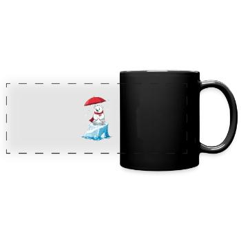Polar Bear, Ice & Parasol - Full Colour Panoramic Mug - black - Front
