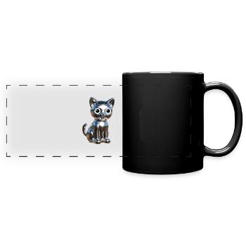 Metallic Chrom Elegance - Panorama-Tasse farbig - Schwarz - Vorne