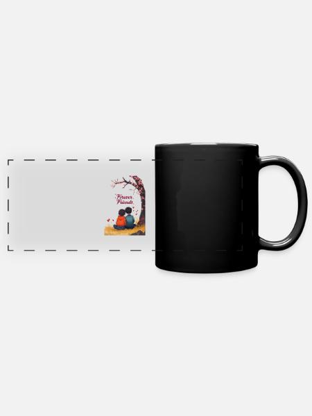 Freunde für immer - Panorama-Tasse farbig - Schwarz