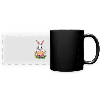 Lapin de Pâques Aquarelle de Pâques - Mug panoramique uni - noir - Devant