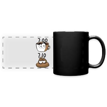Caca de café le matin - Mug panoramique uni - noir - Devant