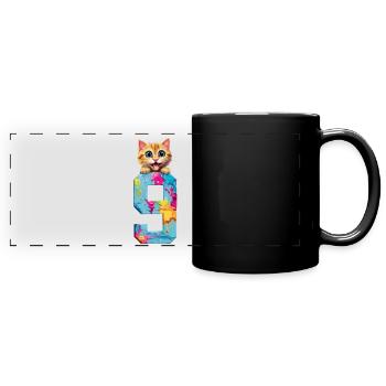 9 YEARS OLD CAT 9TH BIRTHDAY - Full Colour Panoramic Mug - black - Front