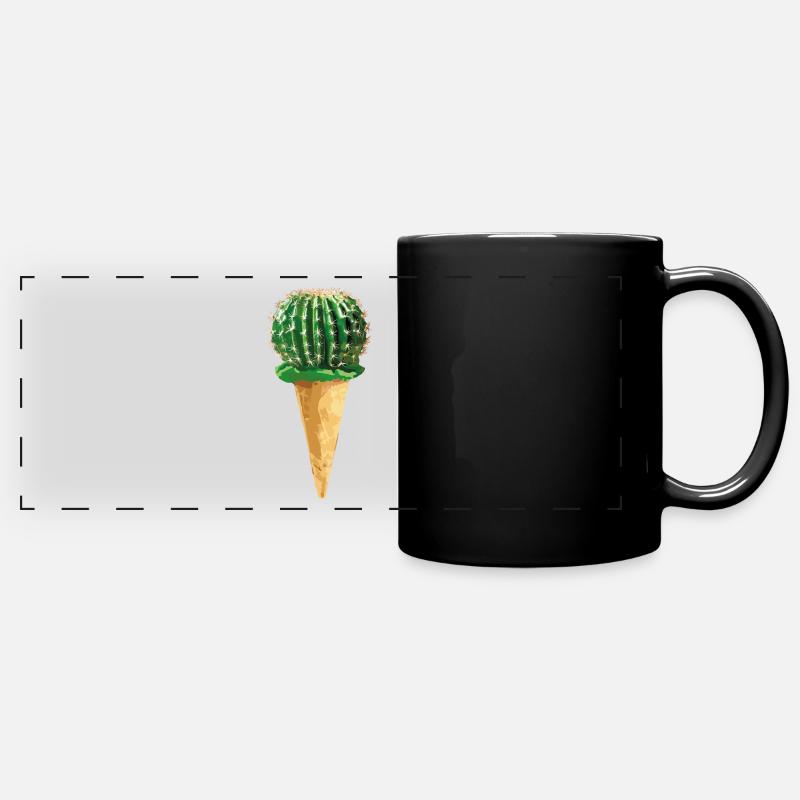 Cactus with ice cream - Full Colour Panoramic Mug - black