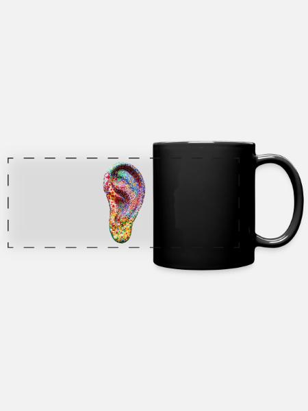 Ohr - Panorama-Tasse farbig - Schwarz