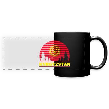 Kirgisistan - Panorama-Tasse farbig - Schwarz - Vorne