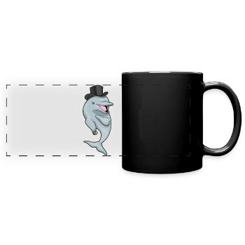 Delfin Bräutigam Ehering Hochzeit - Panorama-Tasse farbig - Schwarz - Vorne