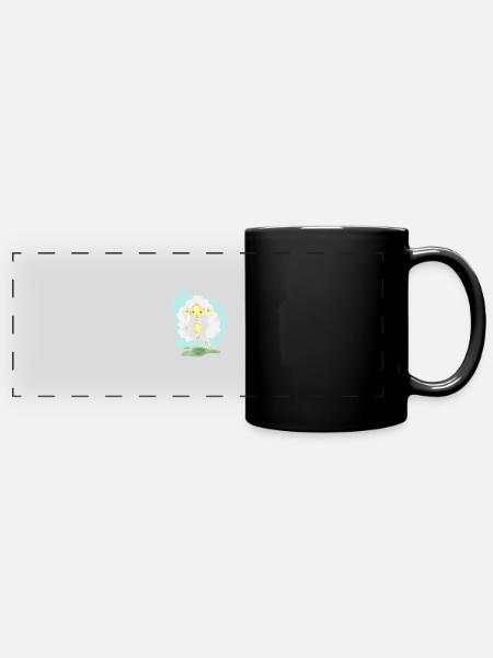 Gänseblümchen - Panorama-Tasse farbig - Schwarz