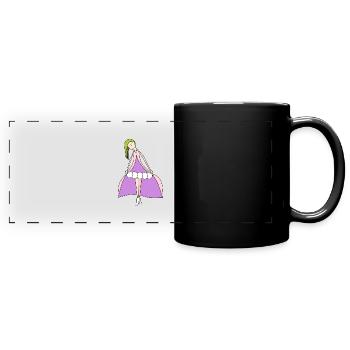 Fuchsie Puppe - Panorama-Tasse farbig - Schwarz - Vorne