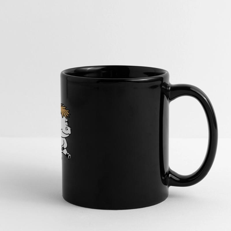 Small seated comic pony Full Colour Panoramic Mug