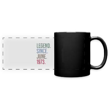 Legende seit Juni 1973 - Panorama-Tasse farbig - Schwarz - Vorne