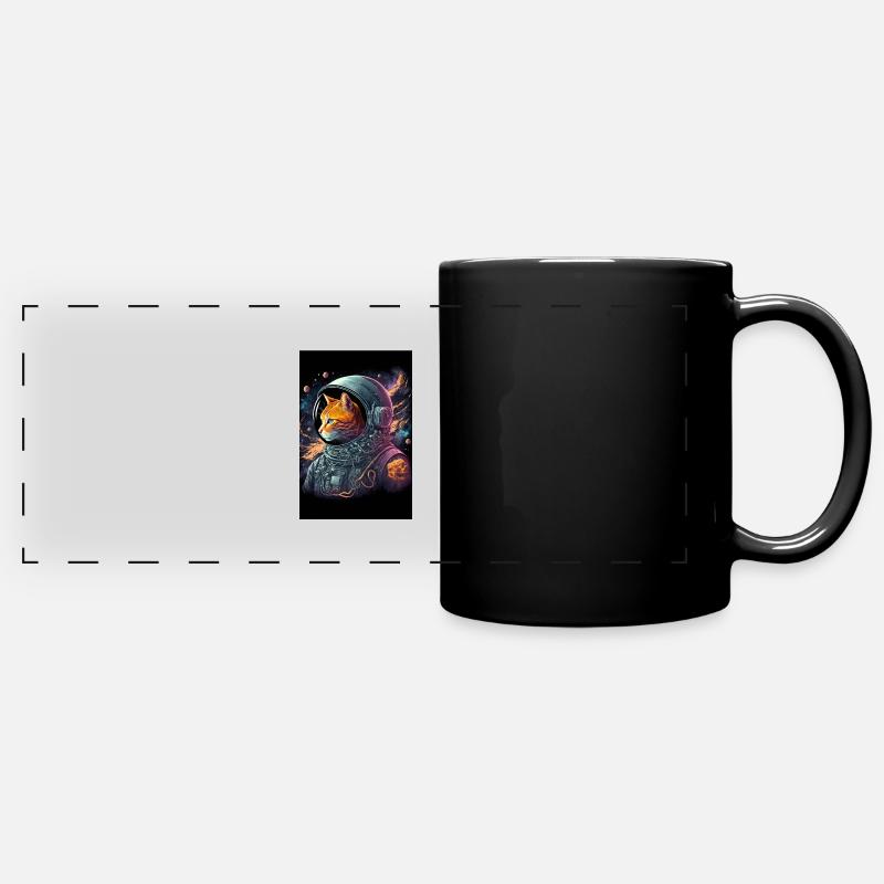Space Cat - Full Colour Panoramic Mug - black