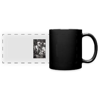 Tech-Mädchen, schwarz und weiß, , Digital - Panorama-Tasse farbig - Schwarz - Vorne