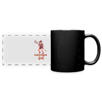 Lacrosse girl lacrosse player with stick - Full Colour Panoramic Mug - black - Front