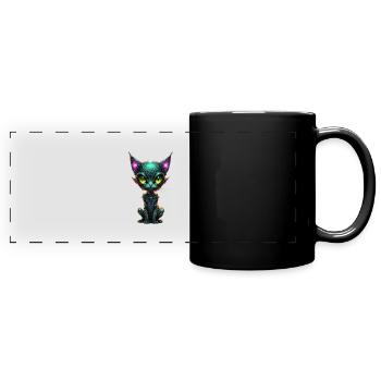 Galaxy Cat - Panorama-Tasse farbig - Schwarz - Vorne