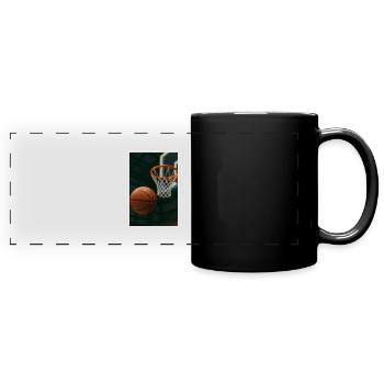 Basketball on its way to the basket - Full Colour Panoramic Mug - black - Front