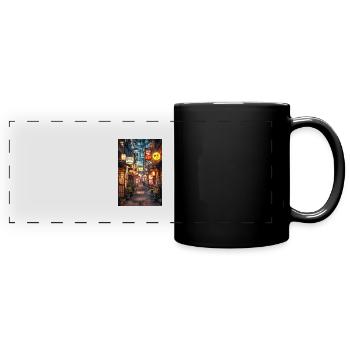 Tokyo Night Alley Glow - Full Colour Panoramic Mug - black - Front