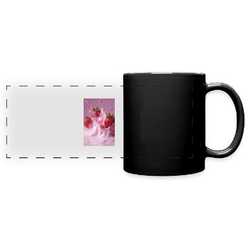 Strawberries in Pink Splash - Full Colour Panoramic Mug - black - Front