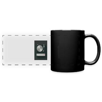 Minimalistischer Retro-Plattenspieler - Panorama-Tasse farbig - Schwarz - Vorne