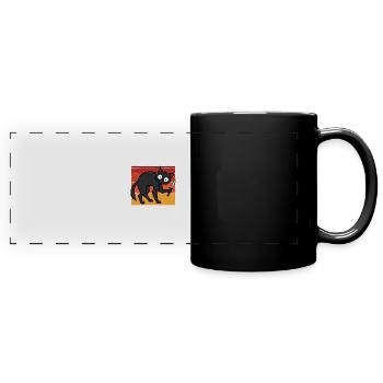 Chat fou avec couteau - Mug panoramique uni - noir - Devant